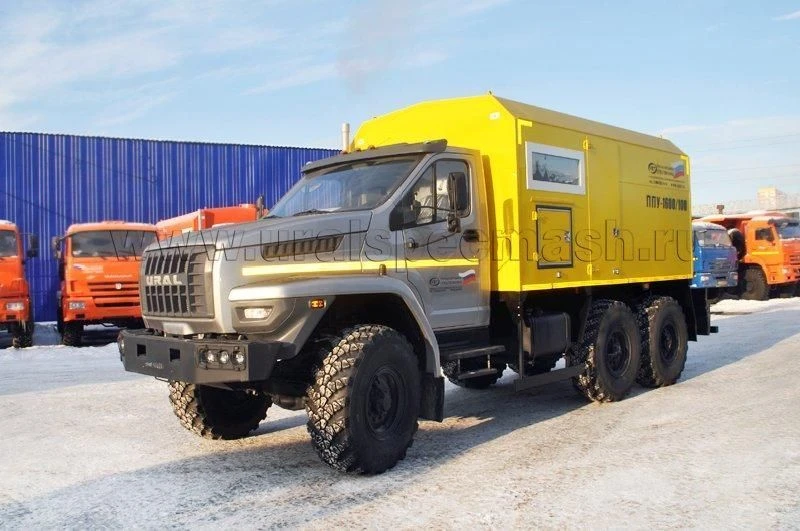 Mobile steam generating unit (MPU), UZST brand, type UZST01, modification, 6890-23 on Ural 55571-6951-16 chassis.