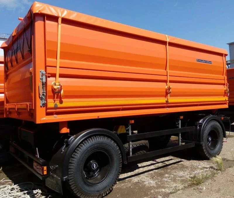 Trailer special 85310B tipper body with rear, or two-sided side, or three-sided unloading with axle units.