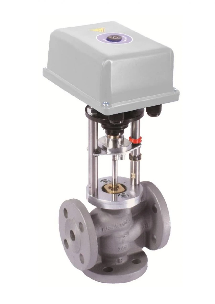 Valves TRV-3 three-way regulating through-seat valves with electric actuator.