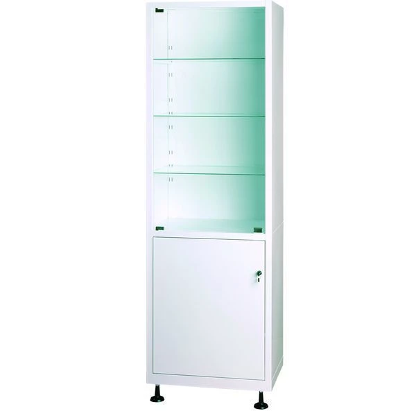 Medical metal two-section single-door cupboard with metal-glass doors for medicines ??-1.202-"Aibolit" TU 9452-0