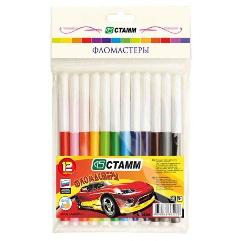 Crayons "Cars", 12 colours, flushable, bag, Europodweight
