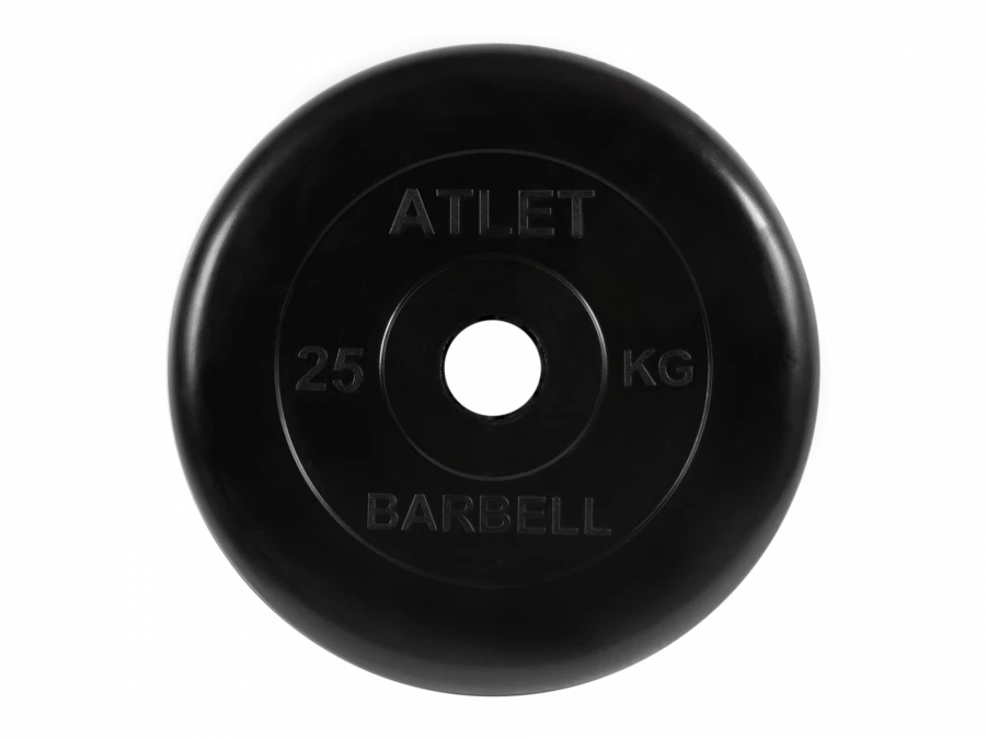 MB-AtletB51-25 Athlete rubber disc, black, 51 mm, 25 kg