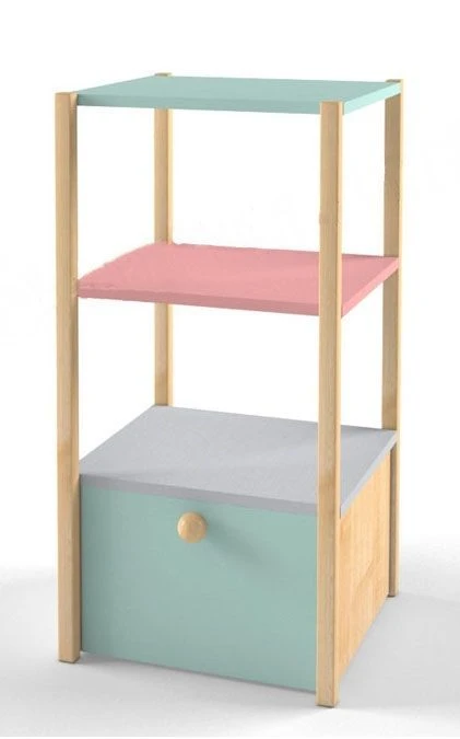 Modular toy rack "Scandinavia" module 1 with drawer, article number 56001-001