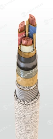 Power cable with copper conductors with paper insulation impregnated with non-flowing composition for voltage 6, 10 kV of TsSPlS