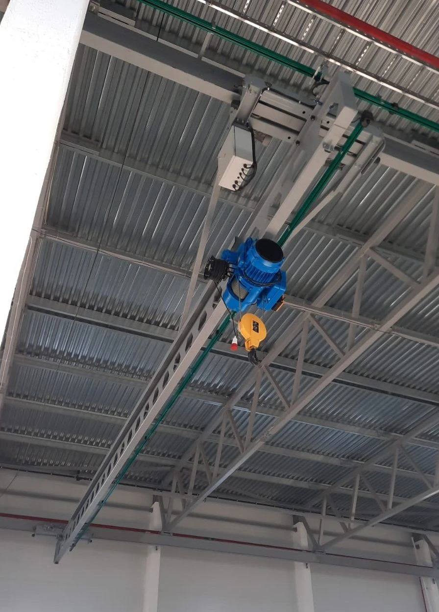 Single girder overhead electric overhead travelling cranes suspended single span and double span of KMP brand.