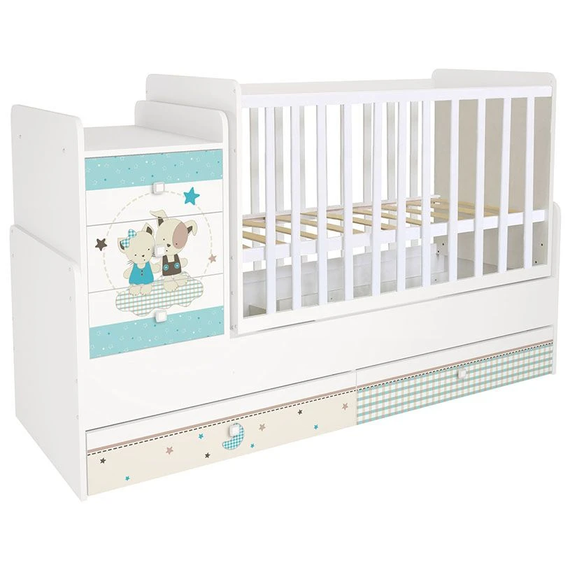 Polini Kids Simple 1100 Best Friends Crib, white, article number 0001442.9.6