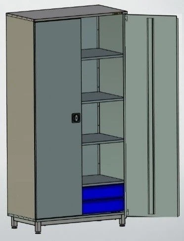 Tool cabinet with 2 drawers and 4 shelves