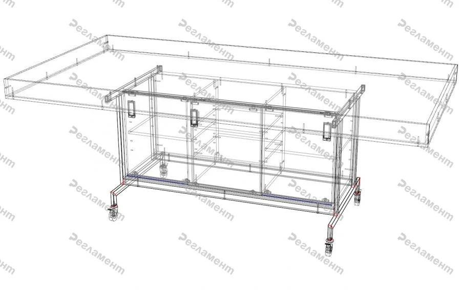 Table for robotics 600-2700x600-1700x650-1250mm (WxHxH)