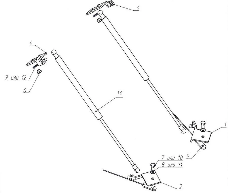Bonnet shock absorbers for MITSUBISHI L200 MY2019-