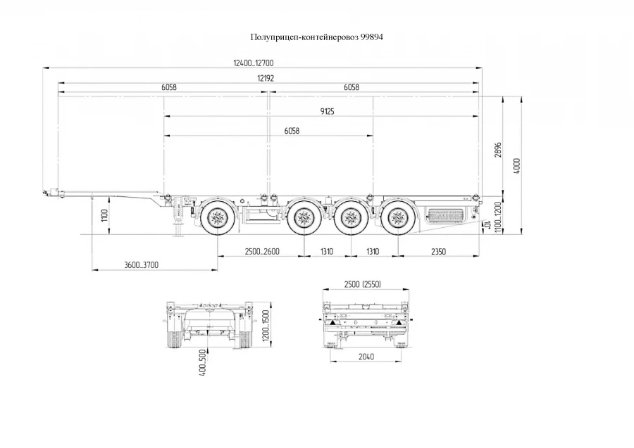 Semi-trailer-container wagon TONAR model 99894 with axle units manufactured by TONAR of models: 90431