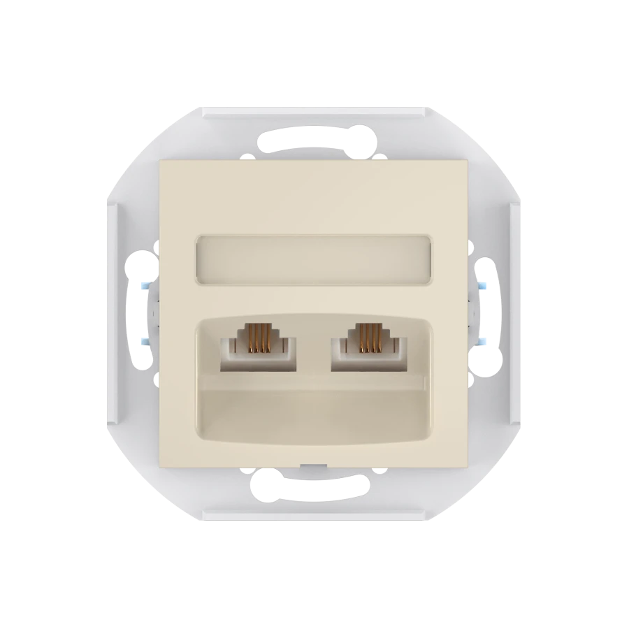 CADUCEUS ALING PRESTIGE Flush-mounted double telephone socket 2xRJ12 6P6C cat. 3, beige, art. 60131.9 (mechanism)