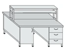 Metal island table and cabinet for chemical investigations on supporting bollards SFO-4(m)