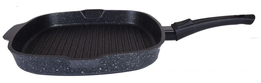 260x60mm square cast aluminium grill pan (with non-stick coating) TM Kukmara, with removable Bakelite handle