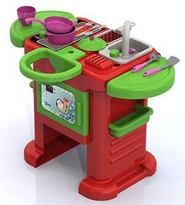 "Magical Hostess": kitchen set No. 2 (kitchen (54 cm)+ utensils set + doll's seat)