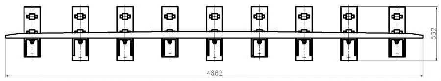 Counter rail made of SP850 profile with complete set of pads with stop and fastenings (for SP t. R65 m. 1/11 pr. 53103) project