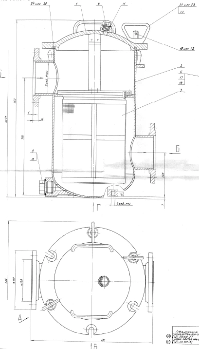 Intake water flanged non-ferrous alloy filter DN 100, PN 0,4 MPa ITSHL.061144.004-01(427-03.109-2)