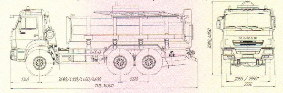 Tank truck UST 54539B and modifications: 54539B-01, 54539B-02, 54539B-03, 54539B-04, 54539B-05