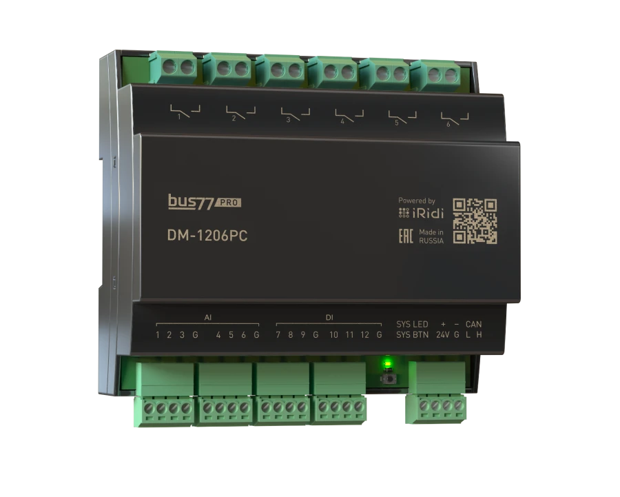 Relay module: 6 relay channels, 12 universal inputs (DM-1206PC/LDM-1206PC) DSTL.468332.037??
