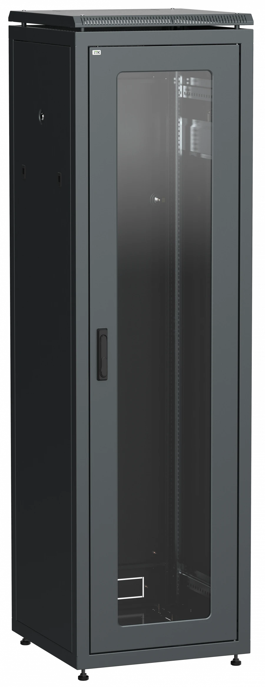 LN05-33U68-G ITK Network cabinet 19" LINEA N 33U 600x800 mm glass front door black