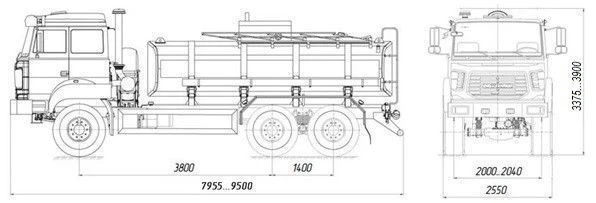 Tank truck for transportation of food liquids (technical water) ??? 4680L5-21 on chassis URAL 55571-4551-78, 55571-4551-80, 5557
