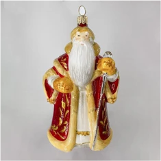 Handmade glass Christmas tree toy "Grandfather Frost standing"