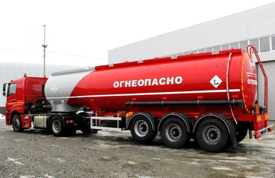Semi-trailer-tanker for transportation of light oil products BONUM 914210 (modification 914210) with axle units BPW: HSFALM 90