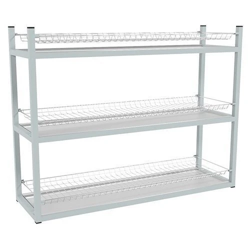 Rack for glasses ECONOM SKSK-3KE (chrome mesh, painted frame), 895x270x690 mm