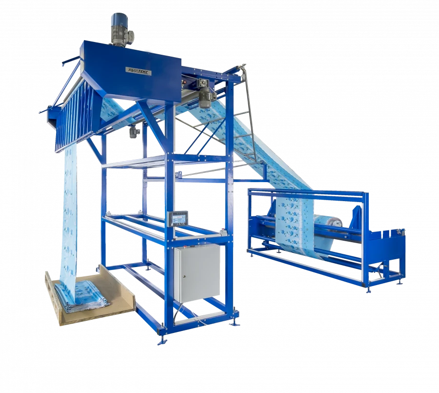 Machine for unfolding C01 material and stacking the unfolded material in a pile