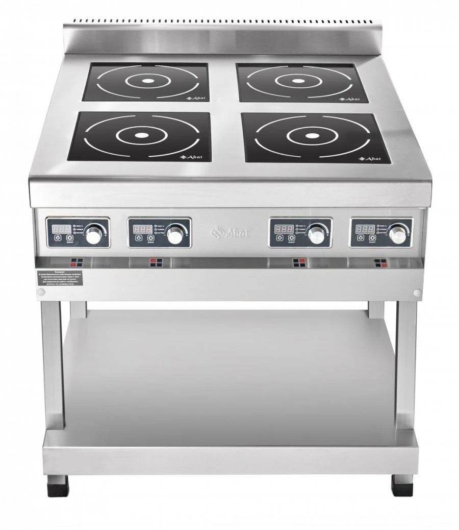 Four-burner induction cooker, type KIP-49P-3,5-01 for catering enterprises (on a stand) made of stainless steel with