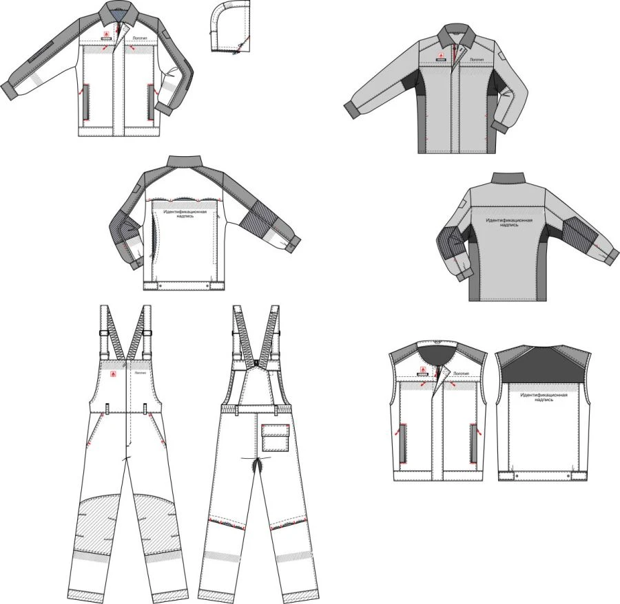 Special clothing for employees of the organisations of the Transneft system. Men's kits (jacket, shirt-jacket, waistcoat, half-c
