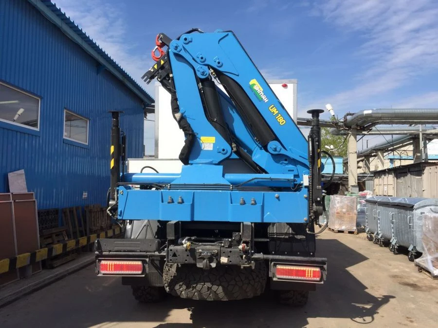 Special purpose vehicle with MKMA type hydraulic loading crane on the basis of KAMAZ 43118 and its modifications 41K36N-U6