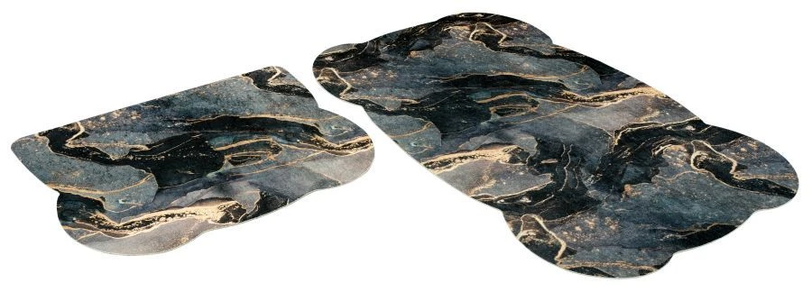 SHAHINTEX SILK PHOTOPRINT mat set (03) "Black Marble" 50x78+50x39