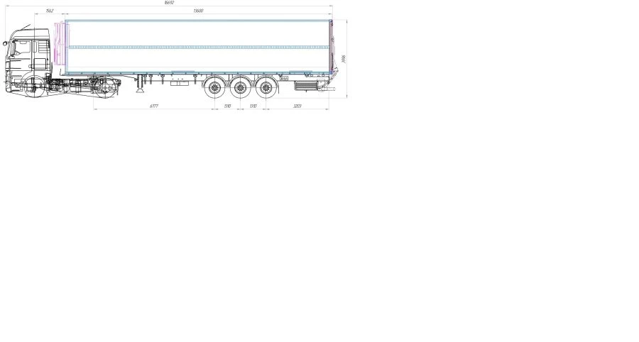 Three-axle refrigerated box semitrailer with gibroport, modification 871551
