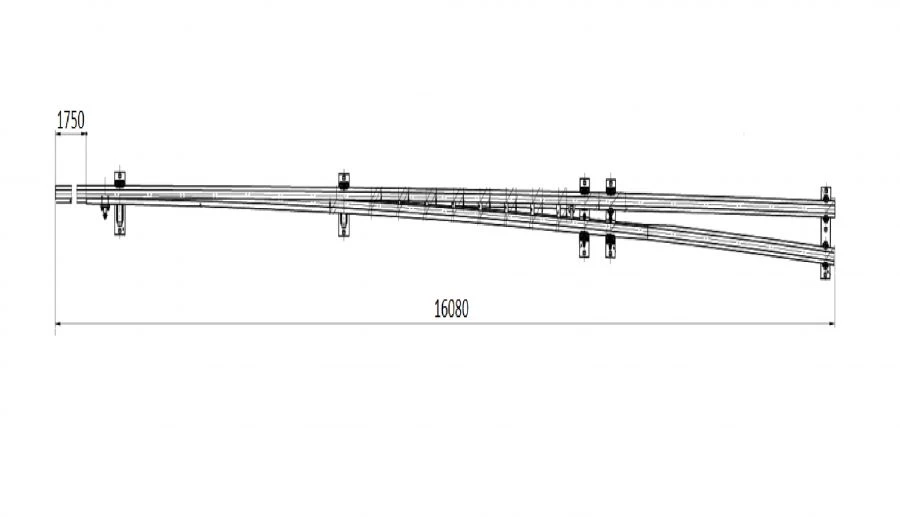 Main track frame rail with shank of the project 2901.01.000RK2