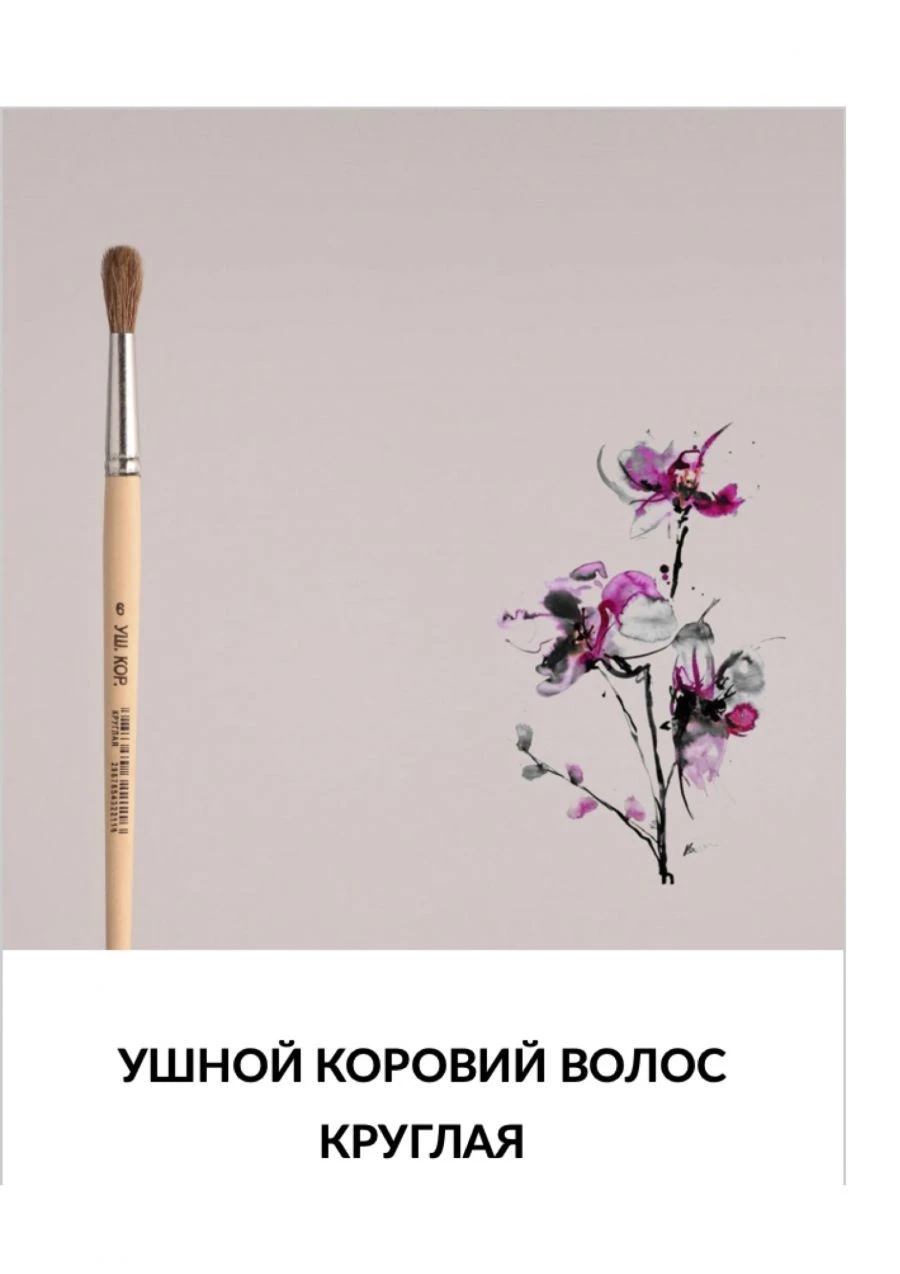 Painted round round brush of cow's ear hair