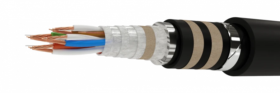 Cables for signalling and interlocking with multi-conductor polyethylene-insulated cables with water-blocking materials (WB), in
