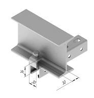 Bar clamp with SMA 635 thread, with overall dimensions 30x30 mm, metal thickness 5.0 mm, hot-dip galvanised steel