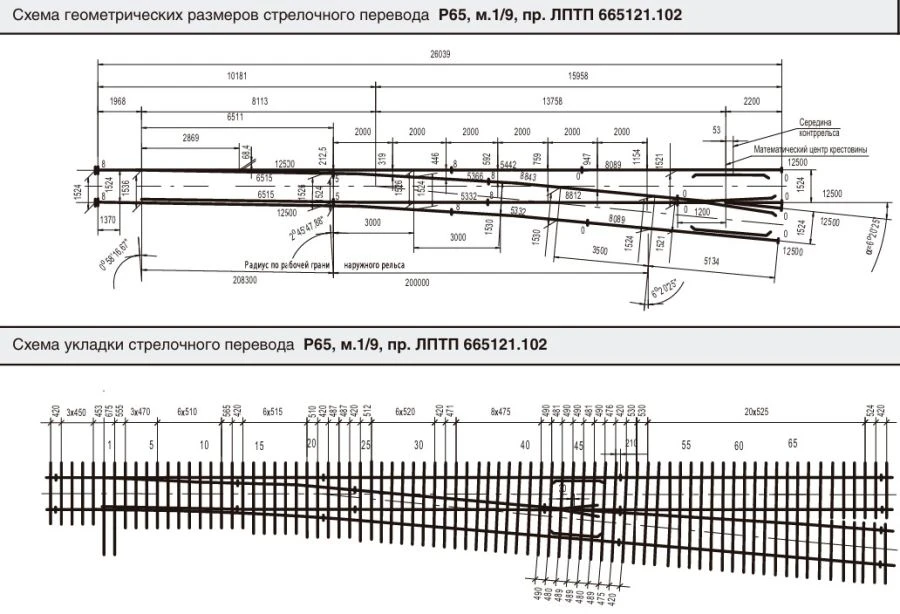 P65 type R65 grade 1/9 level crossing (project LPTP.665121.102-01)