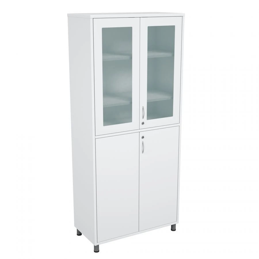 Medical metal two-section two-door cupboard with metal-glass doors for medicines ??? - 2.2.1