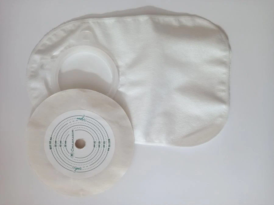 Stomplast two-component undrained colostomy bag with one-sided soft liner, without filter, diameter of the cut-out stencil