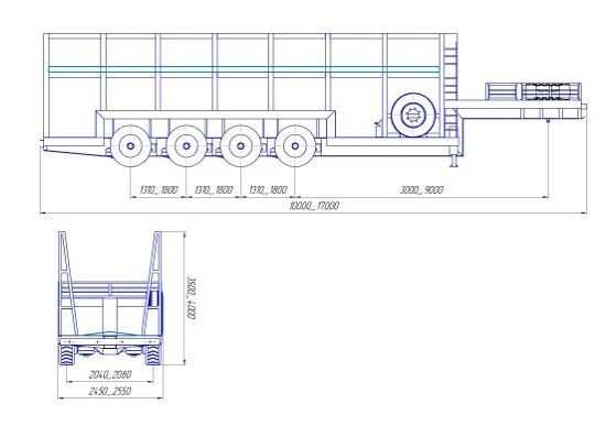 Semitrailer panel carrier PPP4, type PPCT3, modification 92293-0000010-01. Axial unit AGOS-3-GT7-00.00.000-01.