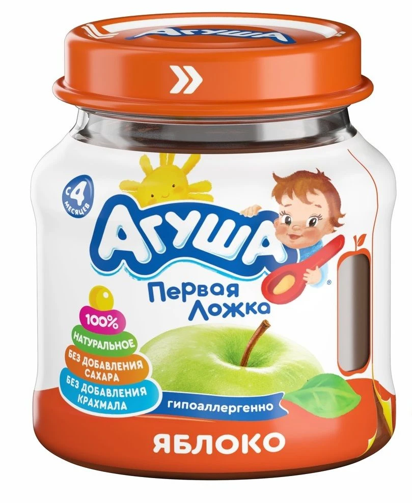 Mashed apple homogenised "Agusha", 100 g (glass jar)