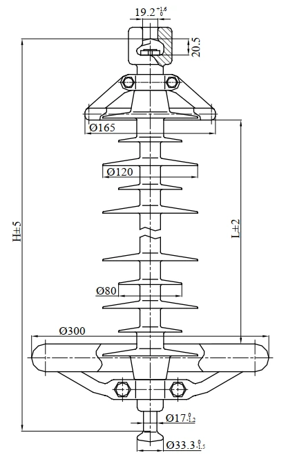 Linear suspended rod insulator with protective sheath made of organosilicon composition LC 160/330-I-2 GP