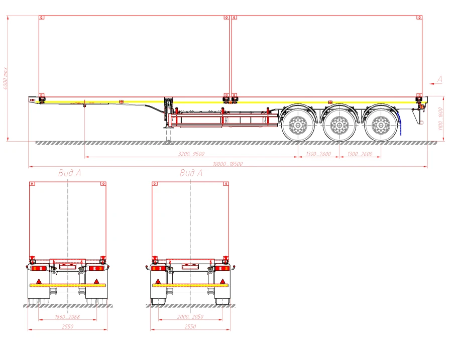 Semitrailer 98134A (loading space design - load-bearing frame)