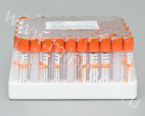 MiniMed vacuum tube with clotting activator, 6ml, 13×100mm, orange, glass
