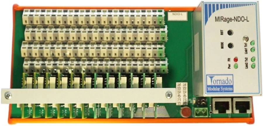 Discrete output device. 24 signals up to 2 A at 50 V AC/DC, individual galvanic isolation (MIRage-NDO-L).