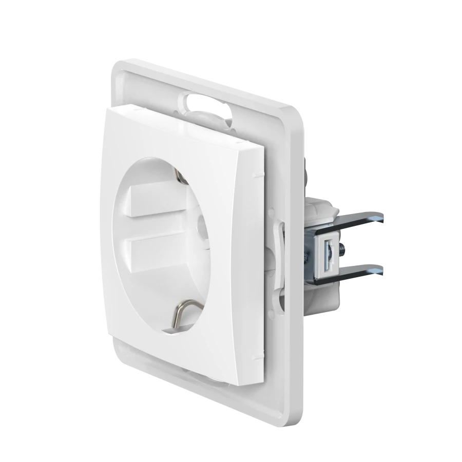 CADUCEUS ALING PRESTIGE Flush-mounted socket outlet with earthing switch without cover with plastic base 16A, 250V~, white, art.