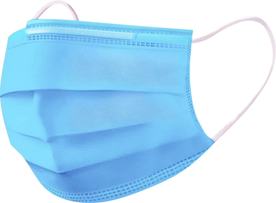 Disposable medical non-sterile mask made of non-woven fabrics adolescent 3-layer mask with elastic band, 15x8 cm colour: white