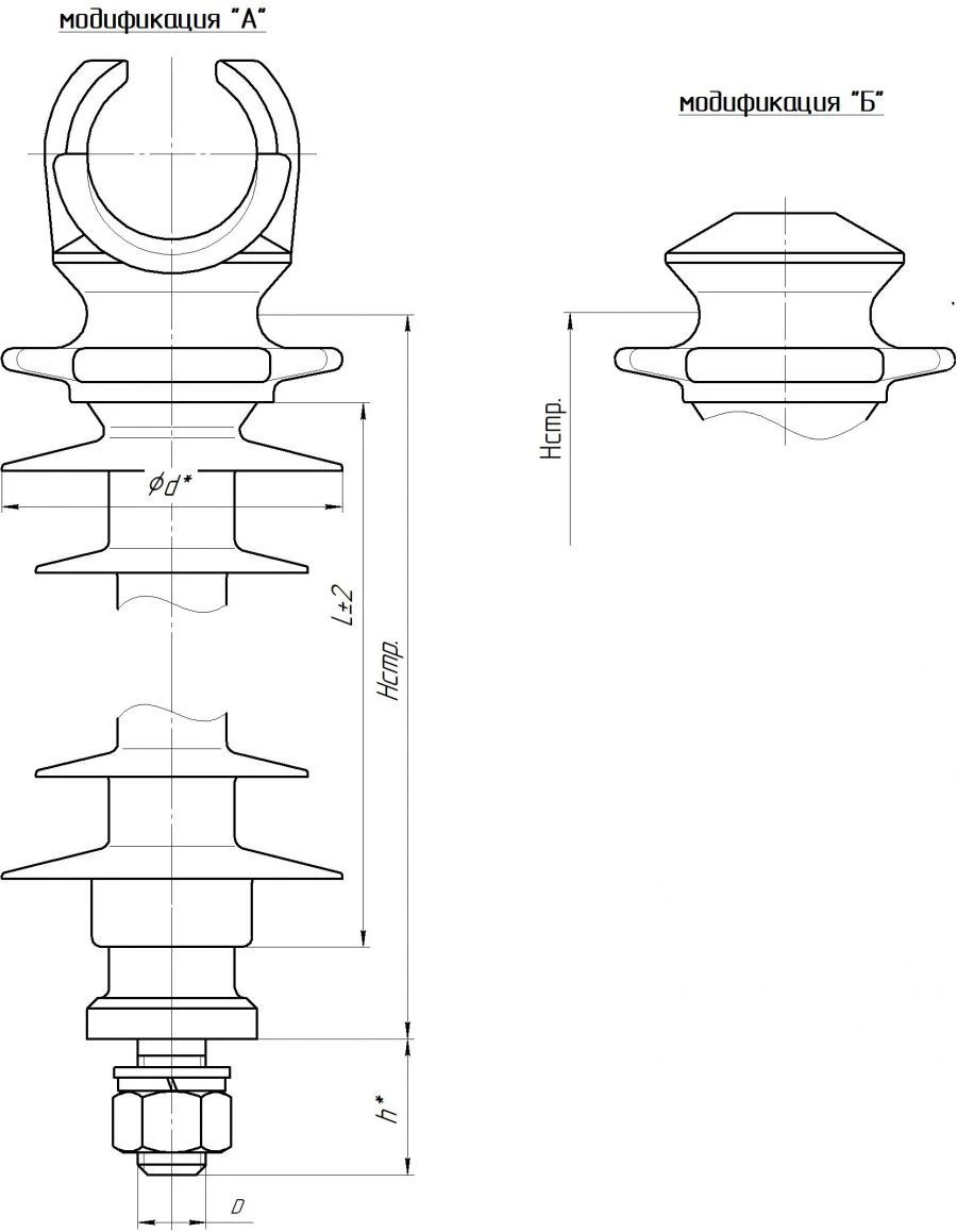 Linear rod composite support insulator OLSK 12,5-10-B-4