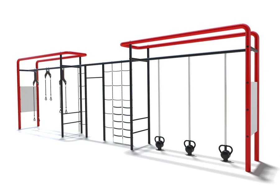 Outdoor complex with functional loops, net, tourniquet and weights